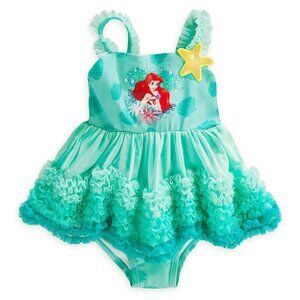NWT Disney Store Ariel One Piece Girls Swimsuit Swimwear Size 4-10y
